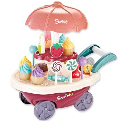 China Funny Cart Toy Set Kids Best Gift of Toy With Light And Music Mini Ice Cream Food Truck Toy Shop Pretend Fashion Candy Cart Ice Cream for sale