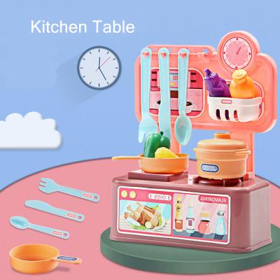 China Toy Wholesale Funny Educational Popular Plastic Electric Dishwasher With Cooking Playset MINI Toy KITCHEN TABLE For Kids for sale