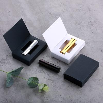 China Recycled Materials Aoto A Small Plastic To Put Luxury Glass With Boxlipstick Perfume Bottle Gift Box Black Cardboard Packaging for sale