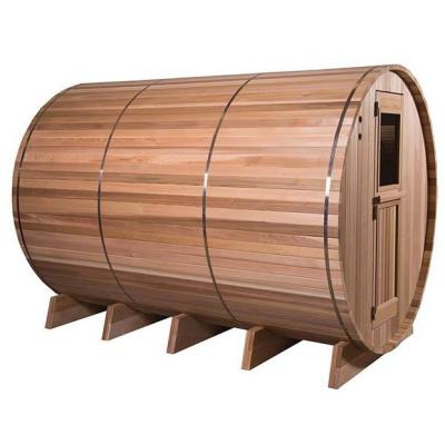 China Computer control panel hot sale outdoor hemlock barrel sauna for 2/4/6 person for sale