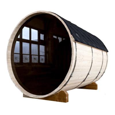 China Outdoor Computer Control Panel Red Cedar 6 Person Barrel Sauna Room for sale