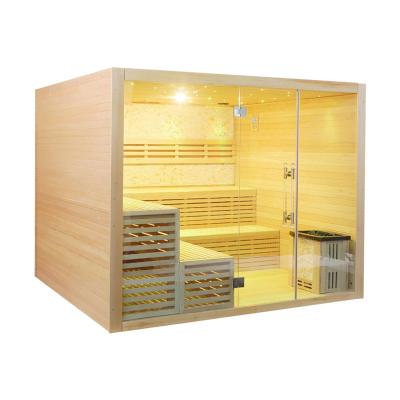 China Computer Control Panel Wholesale Price 2 Person Use Sauna Room Wood Hemlock Steam Infrared Dry Sauna for sale