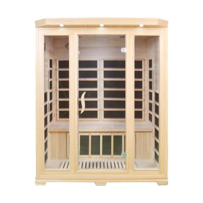 China With Transom Windows 3 People Infrared Sauna Room Indoor Dry Sauna Room for sale