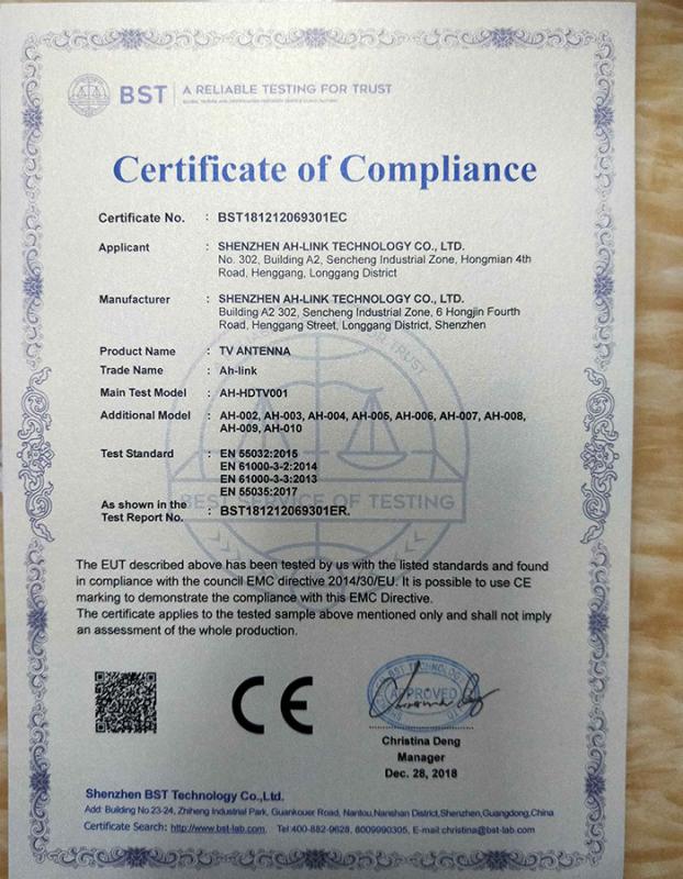 CE - Shenzhen AH-Link Technology Co., Ltd.