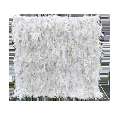 China Modern White 3D Feathers Wall Flowers Decorations For Wedding 3d Wall Flower Home Wall Curtain for sale