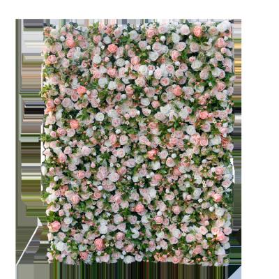 China Modern White Flower Tissue Paper Decorations For Wall Rose Flower Wall Wrap Flower Wall for sale