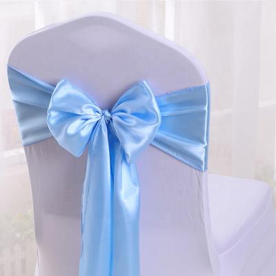 China Feel Comfortable and Indelible 100% Polyester Banquet Wedding Party Birthday Halloween Blue Chair Sashes for sale