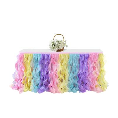 China Stretch Gossip Ruffled Skirt Wedding Colorful Father's Day Baby Birthday And Banquet Table for sale