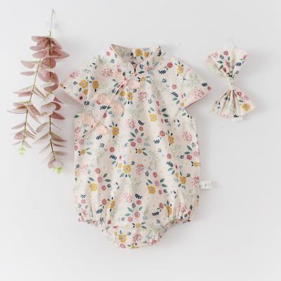 China Chinese Style Baby Cotton Overalls Baby Dresses Sleeveless Girl Summer Chinese Babies Clothing for sale