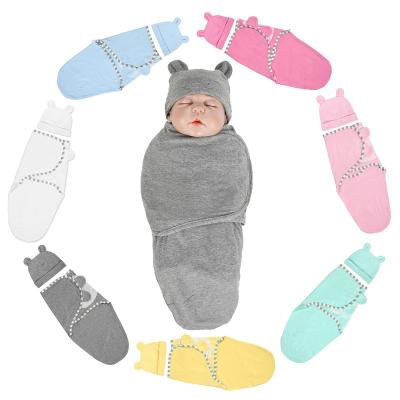 China Baby Antibacterial Newborn Kids Cocoon Wrap Sleep Covering Wrap Muslin Wrap Hat Set for sale