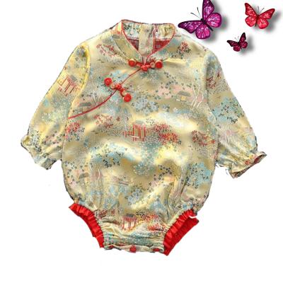 China Infant Outfit Tang Suit Embroidery Chinese Style Baby Romper Chinese Style with Long Sleeves for sale