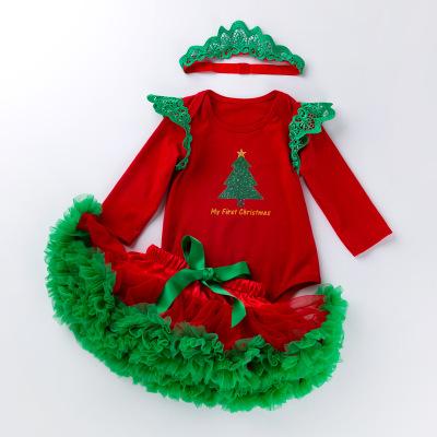 China Breathable Baby Romper Dress With Headband Baby Clothes For Christmas for sale