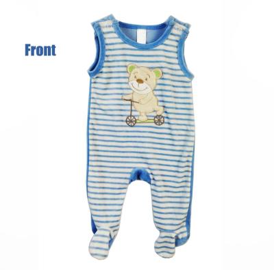 China Polyester Newly Design Baby Footed Microfleece Material Onesie Romper Sleep And Play Winter Sleeveless Clothes for sale