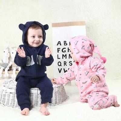 China Baby Boy Girls Cotton Fleece Animal Bear Jumpsuit Hooded Casual Romper Cartoon for sale