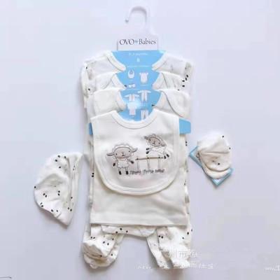 China Breathable Eco-Friendly Cotton Long Sleeve Overalls Foot-wrapped 8 Piece Overalls Hat Spring And Fall Baby Clothes Set for sale