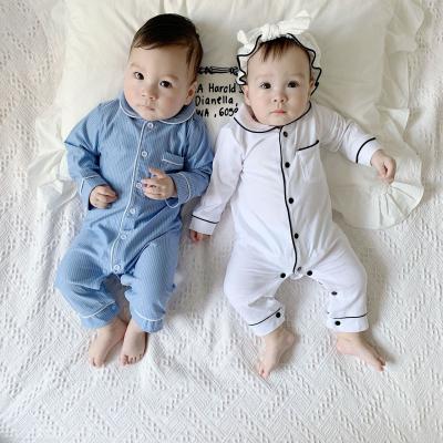 China Breathable Cotton Lapel Baby Jumpsuit Men and Women Infant Spring and Autumn Cotton Pajamas Newborn Baby Long Sleeve Romper for sale