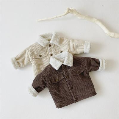 China Long sleeves of baby boy's breathable eco-friendly corduroy keep warm overcoat jack for winter or fall for sale