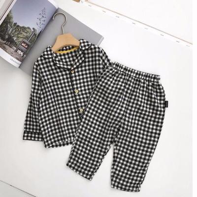 China 1-7 Years Grid Baby Spring Optimal Sportswear Cotton Pajamas Children Wear Breathable Comfortable Children's Boy Two-Piece for sale