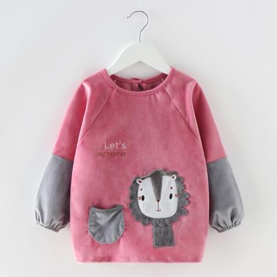 China Autumn and Winter Baby Dinner Dress Waterproof Baby Anti-Dressing Children's Apron Antibacterial Long Sleeve Boys and Girls Velvet Meal Bibs for sale