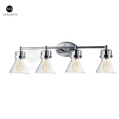 China Modern Art Deco Modern Home Vanity Metal Nickel / Glass Lamp 120V 4 Light for sale