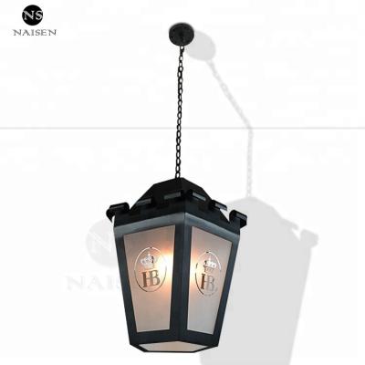 China Iron Light Fixtures Ceiling Lamp Modern Outdoor Black Glass Pendant Light Pattern Customized Design for sale