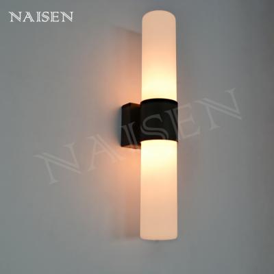 China 2018 Modern Modern Hotel Bedside Bedroom Wall Lamp Light Satin Nickel Frosted Glass Vanity High Lumen Led Wall Sconce for sale