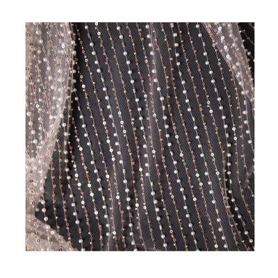 China Direct Sales Viable Good Price Beaded White Tulle Lace Fabric for sale