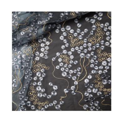 China Sustainable French Luxury Lace Fabric Gold For Women Gold And Silver Silk for sale