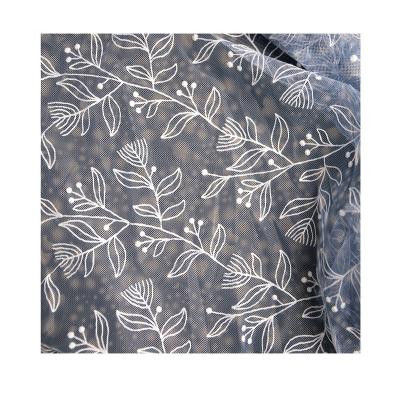 China Viable Printed Floral Flowers and Leaves Nylon Lace Fabric for sale