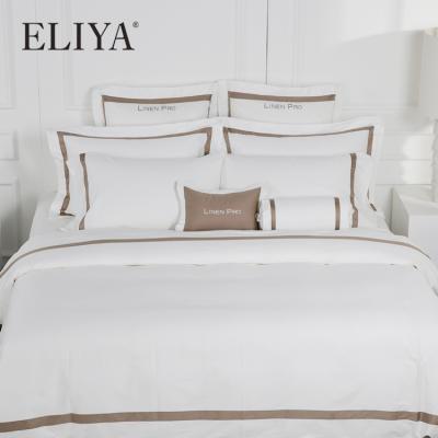 Китай Linen Quilt Cover Wholesale Cheap Embroidery Luxury Nondisposable Design Bed Sheet Hotel Sheet Bedding Set продается