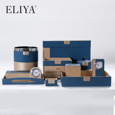 China Eco-friendly Gold / Blue MDF Hotel Leather Product Set For Guest Room For Sale en venta