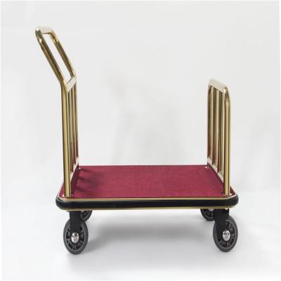 Κίνα 2 Fixed Casters & 2 Swivel Casters Stainless Steel Hotel Iron Serving Hanger Luggage Cart Hotel Carts προς πώληση