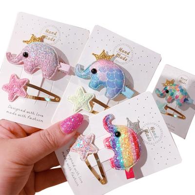 China South Korea Clip BB Hair Clip Star Side Hairpins New Rainbow Baby Pink Snap Elephant Children Soft Hair Accessories for sale