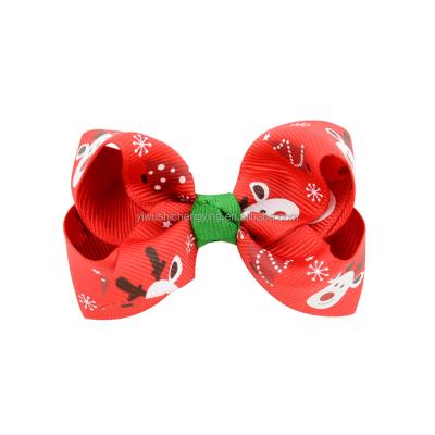 China New fashion Christmas children's printed bow hairpin European and American baby hair clips decorative hair accessories for sale