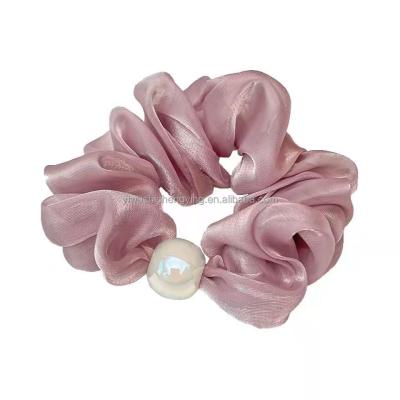 China Fashion RTS Pearl Hair Bands Silk Hair Bands Yarn Color Scrunchies Elegant Wholesale Lightweight Pure Hair Accessories Elastics for sale