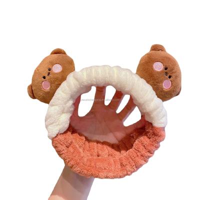 China Funny Little Bear Rabbit Girl Face Makeup Wash Hairband Cartoon Hair Bands Plush Soft Cute Wholesale Accessories for sale