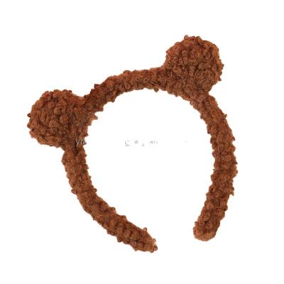 China Soft curly simple cartoon cute teddy bear headband hair bands wash daily to face bundle hair accessories for sale