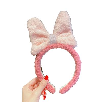 China Fashion Bow Tie Headband Wash Face With Strips Color Matching Cartoon Cute Funny Hair Plush Hair Accessories for sale