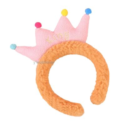 China New Fashion Lamb Hair Wash Creative Face Headband Cute Plush Crown Hair Band Hair Accessories For Women for sale