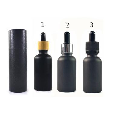 China Beauty 5ml Matte Black Paper Serum Essential Oil Serum Tube 10ml 15ml 20ml 30ml 20ml 20ml 30ml 50ml 100ml Glass Dropper Bottle With Bamboo Foil Cap for sale