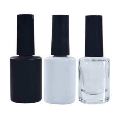 China Custom Empty Fancy Beauty 5ml 7ml 8ml 9ml 10ml 11ml 13ml 14ml 15ml UV Gel Round Nail Polish Glass Bottle With Cap And Brush for sale