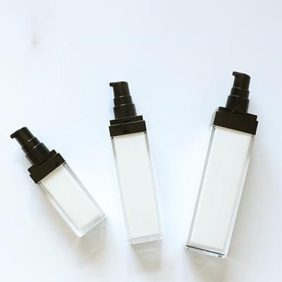 China Personal Care 30ml Square Black And White Acrylic Plastic Plastic Bottle Cosmetic Bottle for sale