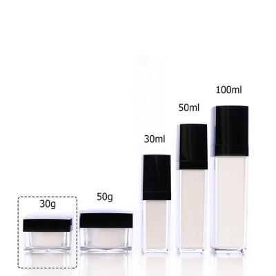 China Personal Care 30g Plastic Bottle Packaging Bottle High Grade Acrylic Cream Quartet Black And White Acrylic Cream for sale