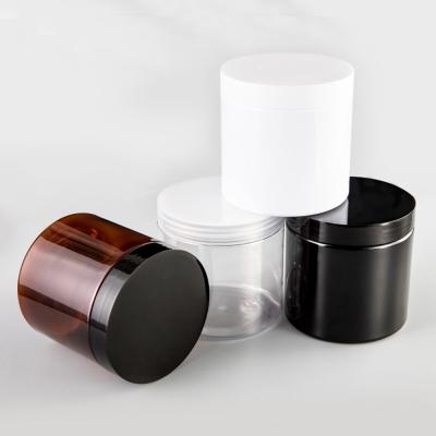 China Wholesale Cosmetic Food Packaging 100ml 150ml 200ml 250ml 300ml Plastic Cosmetic Foam Pakage Bottle PET Black Amber Cosmetic Cream Jar With Lid Black White for sale