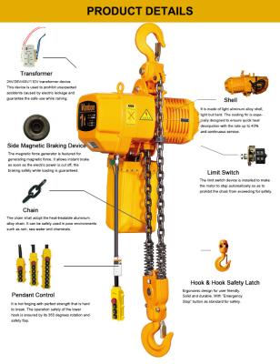 China Professional 1ton Hook Suspension Hoist Mini Building Electric Motor Chain Hoist for sale