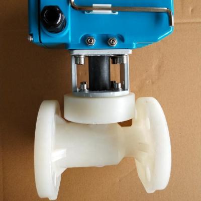 China Mining DN80 PVDF Material Electric Actuator 220VAC Plastic Ball Valve for sale