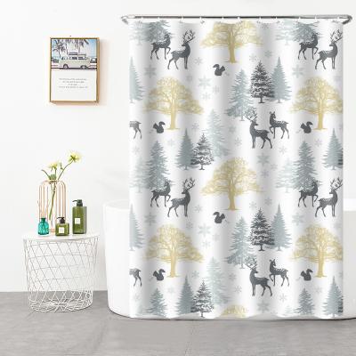 China Sustainable New Design Polyester Waterproof Bathroom Shower Curtain Family Decor Printing Fabric Shower Curtain for sale