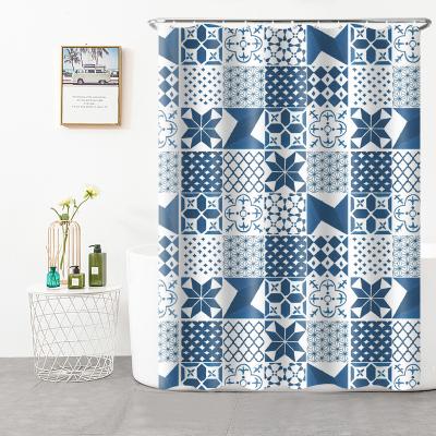 China High Quality Durable Solid Color Waterproof Rust Resistant Shower Curtain 100% Polyester Shower Curtain for sale