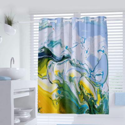 China Durable Hookless Print Shower Curtain With Removable Polyester Shower Curtain Liner for sale