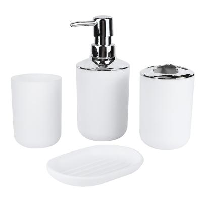 China Sustainable Modern Bathroom Accessory Plastic Portable Toothbrush Holder 4 Piece Bathroom Accessory Set for sale